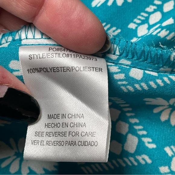 Free 2 Luv Womens Plus Turquoise Boho Blouse 2X Bell Sleeves Crochet Accents EUC - Picture 7 of 11